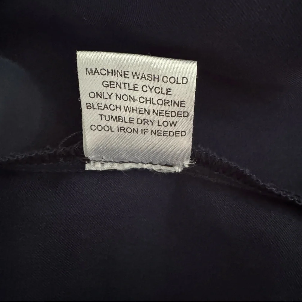 41 Hawthorn Blouson Roll Tab Sleeve Navy Blue Shirt Grommet Tie Dress Size L